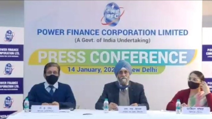 PFC Press Conference- L-R_Shri P K Singh, Director-Commercial, Shri Ravinder Singh Dhillon, CMD-PFC, Smt. Parminder Chopra, Director-Finance | T&D India