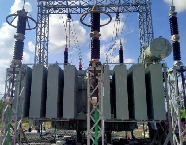 The power transformer in a substation